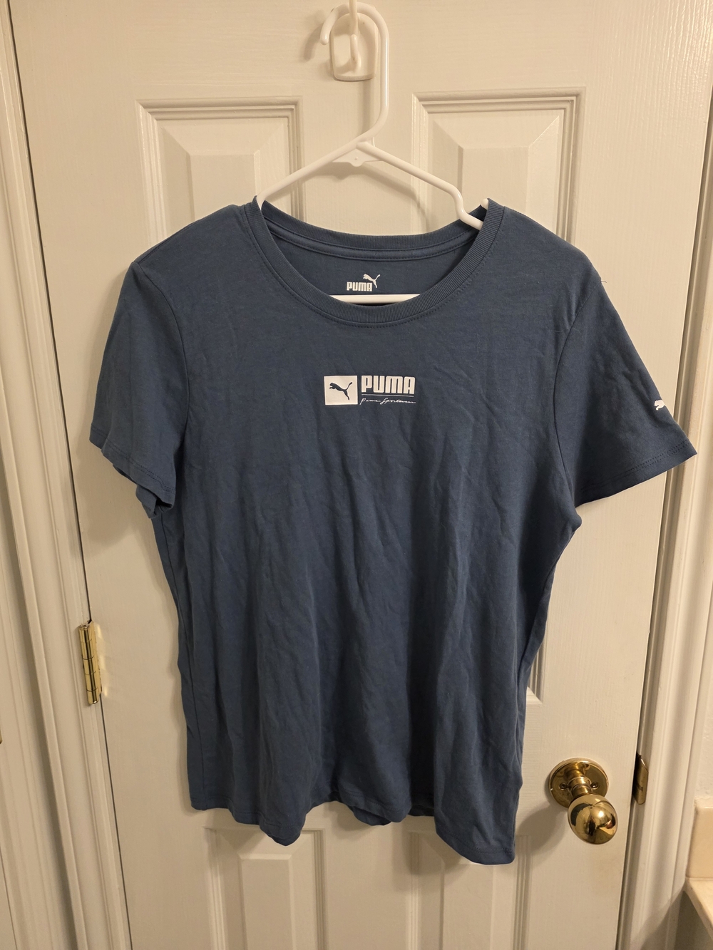 Puma Women's Blue Logo Crew Neck T-Shirt